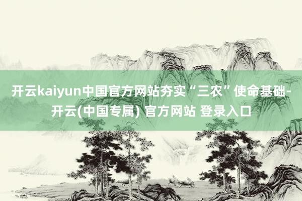 开云kaiyun中国官方网站夯实“三农”使命基础-开云(中国专属) 官方网站 登录入口