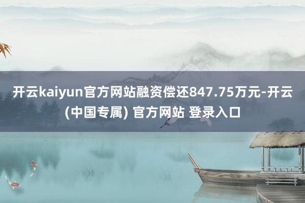 开云kaiyun官方网站融资偿还847.75万元-开云(中国专属) 官方网站 登录入口