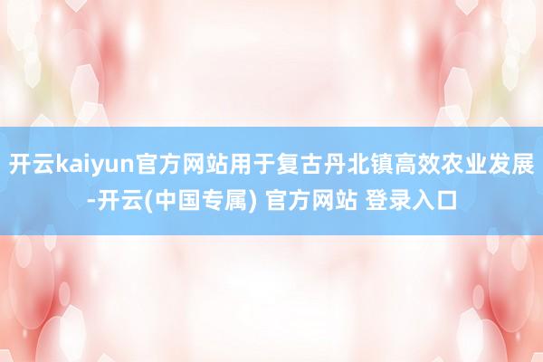 开云kaiyun官方网站用于复古丹北镇高效农业发展-开云(中国专属) 官方网站 登录入口