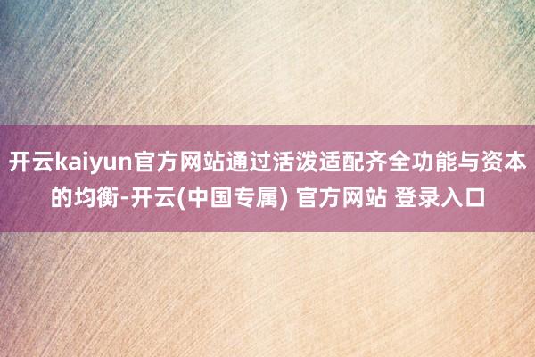 开云kaiyun官方网站通过活泼适配齐全功能与资本的均衡-开云(中国专属) 官方网站 登录入口